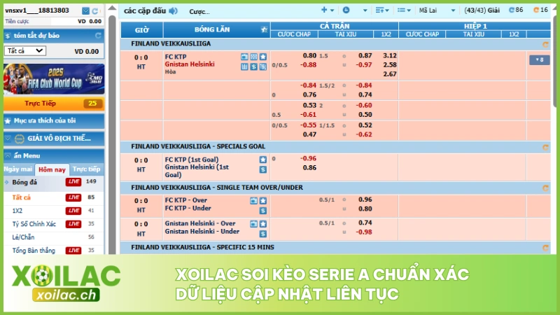 Xoilac soi kèo Serie A chuẩn xác, dữ liệu cập nhật liên tục